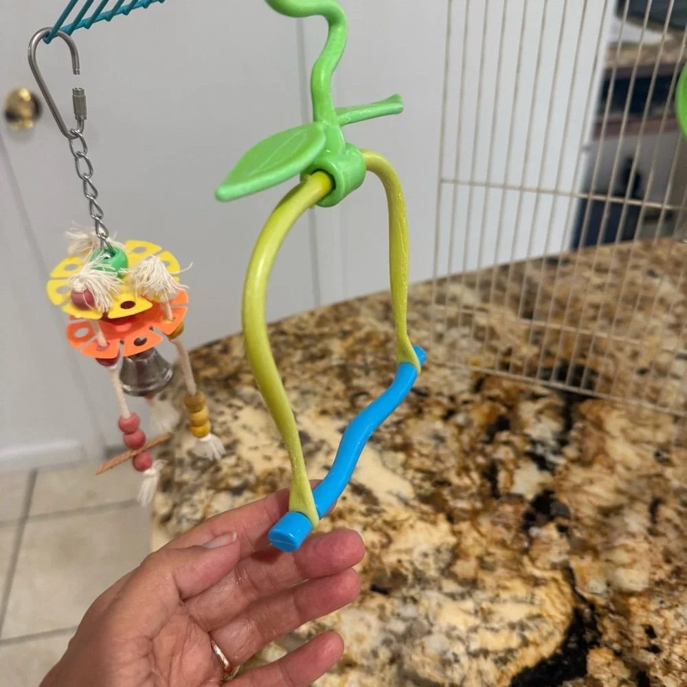 Colorful Hanging Bird Toy Set with Mirror